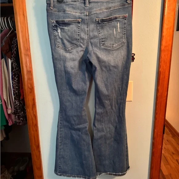 Maurice’s Edgely Distressed Flare Jeans in Blue - Picture 2 of 4